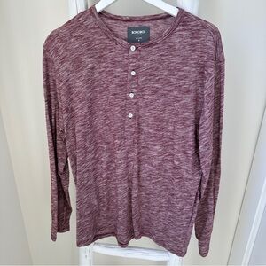 Bonobos Men's Maroon Henley Long Sleeve Shirt SZ Medium